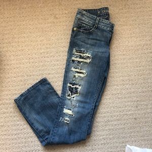 Guess Premium Destroyed Distressed Boot Cut Jeans